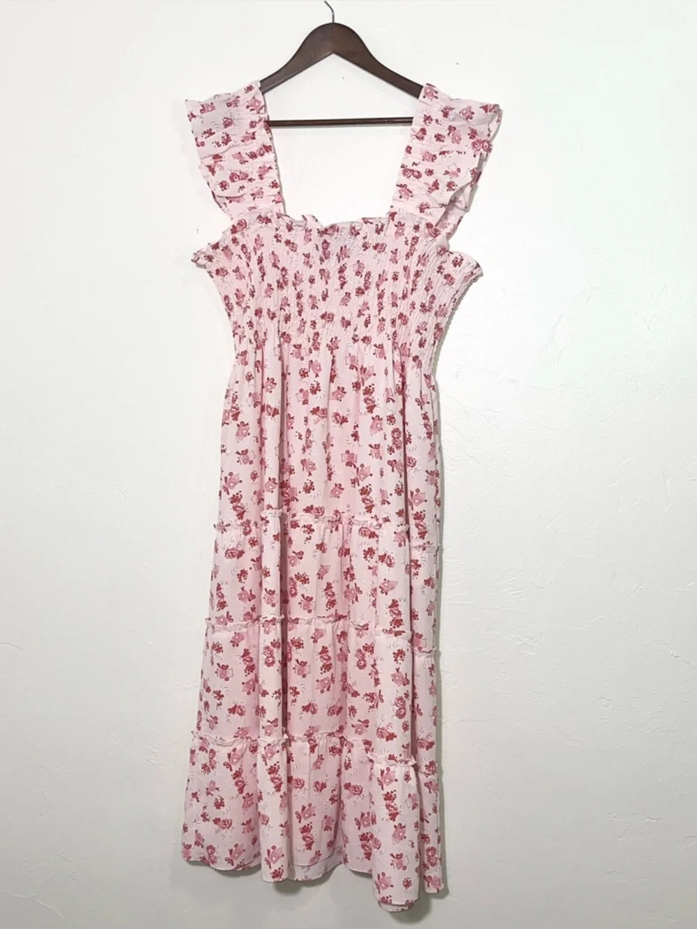 Hill House Home Ellie Nap Dress Pink Floral Smocked Tiered Midi XXL